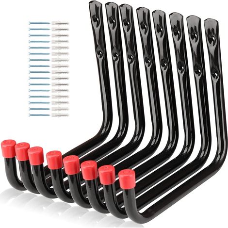 Lot de 8 crochets de rangement muraux pour garage échelle chaise outil de jardin tuyau vélo 22 virgule 5 cm x 24 virgule 5 cm (1/5)