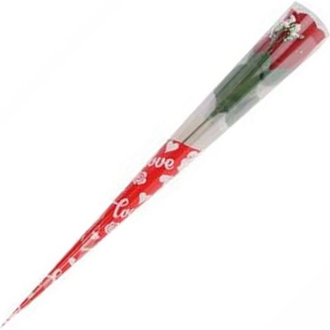 Trade Shop - Set 12 Piezas Flor Artificial Tallo Rojo Hojas 32 Cm Regalo San Valentin 63290 - (1/2)