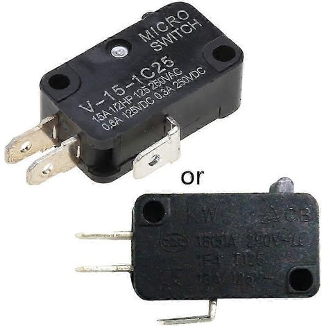 Interrupteur de fin de course KW7-0C, contact 1NO+1NC, bouton-poussoir (3 bornes), AC 125 V / 250 V, 15 A