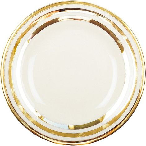 Assiette à dessert ronde en verre avec motif triple filet doré et effet marbré 18 cm - PANGIVO (1/2)