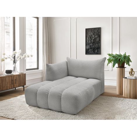 BOBOCHIC - Méridienne pour canapé modulable AZRA tissu bouclette Angle gauche Gris clair (1/5)