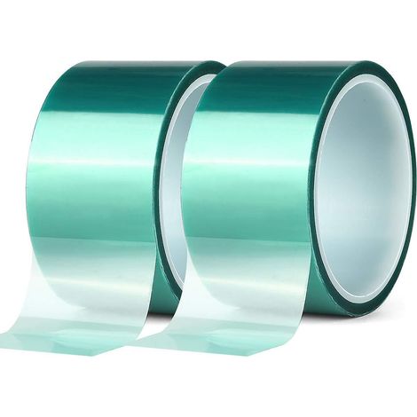 2 rouleaux Ruban de masquage en polyester haute température vert enduit en poudre PET Idéal pour peindre, anodiser les applications (50mm x 33 m) (1/5)