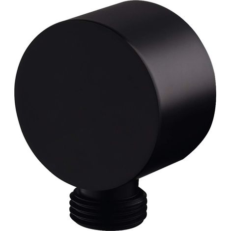 Prise de douche Raccord de tuyau de douche Coude de raccordement mural rond (noir) (1/2)
