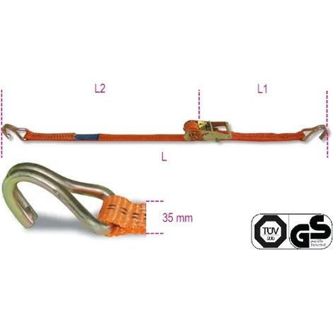 Fascia a cricchetto Betafer Robur 8181 6 alta tenacitA  ganci a uncino 1000 Kg (1/4)
