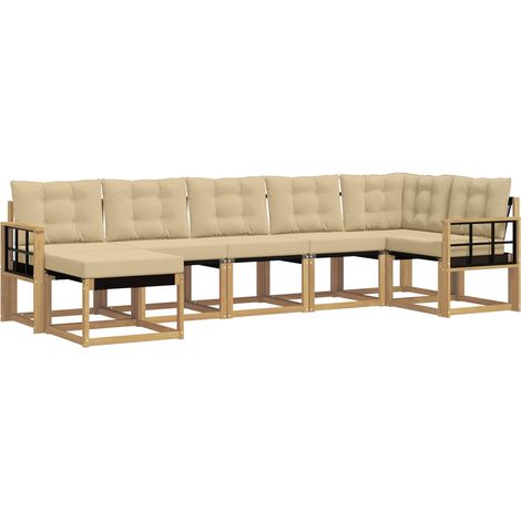 Outdoor Sofa Set 7 pcs White and Beige vidaXL (1/5)