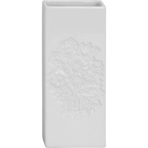 Luftbefeuchter aus Keramik, weiß mit Blumen-Motiv