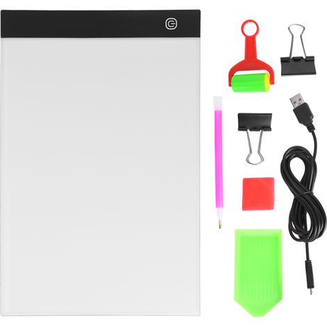 Tableau Lumineux A4 LED pour Peinture Diamant, Planche à Dessin avec Gradation sans Palier, Boîte Lumineuse 100-240V (1/5)