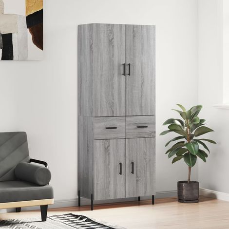 Buffet haut,Buffet de salon,Commode Meuble de rangement,Style Industriel Sonoma gris 69,5x34x180 cm Bois d'ingénierie VNWE327993 (1/5)