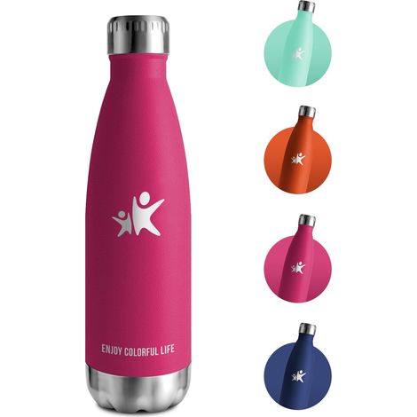 Gourde Isotherme 500ml, Gourde Inox sans BPA, Bouteille Isotherme en Acier Inoxydable Double Paroi pour Enfant, Bureau, Sport, Yoga (1/5)