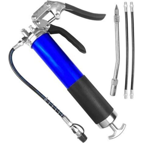 Lot de 4 Tubes, Pompe a Graisse Manuelle Cartouche, Pneumatique Pistolet Haute Pression Graisses, Grease Guns avec Poignée Pistole pour Véhicules Automobiles Lubrification, Costume Bleu. (1/5)
