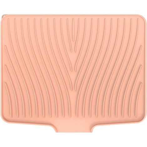 Tappetino scolapiatti in silicone rosa 40x33x1,5 cm con vassoio di drenaggio integrato, antiscivolo e appendibile. (1/5)