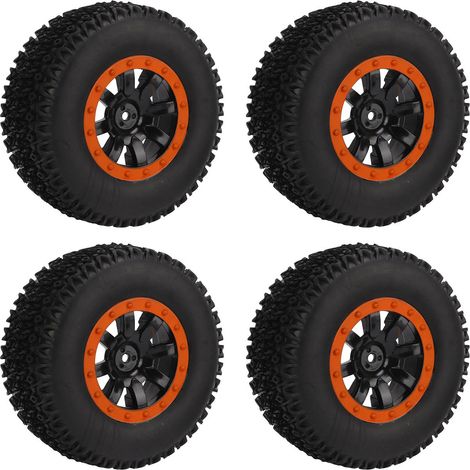 Short Course Truck Reifen, 12 mm Sechskantfelge, RC Orange Gummi für Traxxas Slash HPI (1/5)
