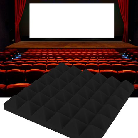 6 panneaux acoustiques en mousse absorbante en forme de pyramide pour salle de piano et studio (30 x 30 x 5 cm, noir) (1/5)