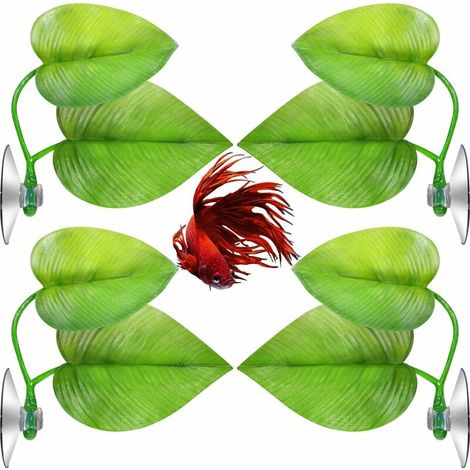 4 Pièces Hamac Feuille de Lit Betta pour Poisson Betta, Spot de Repos Léger et Réaliste, Pas de BPA, Pratique, Confortable et Sûr (Double Feuille) (1/5)