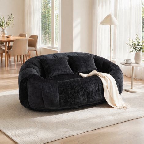 Canapé lounge 2 places 145 x 95 x 63 cm noir, en chenille, sans installation MEUBLIV (1/5)