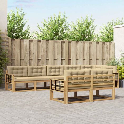 vidaXL Outdoor-Sofagarnitur 6 Stk. Weiß und Beige Polyester (1/5)