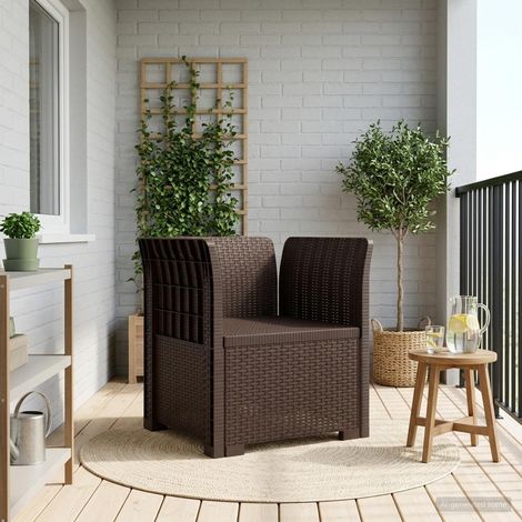Poltrona a 1 Posto Aspetto Rattan PP Marrone vidaXL (1/4)