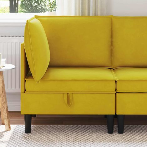 Sofá Esquinero con Almacenamiento Amarillo Terciopelo (1/5)