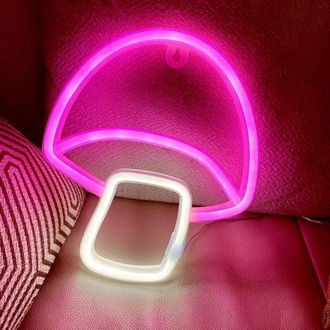 Luminaire LED Champignon Neon Lumière d'Ambiance USB/Batterie 7.5x9.0 inch PVC ABS (1/5)