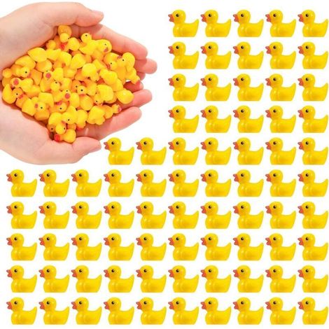 Lot de 100 Mini Canard en résine Mini Canards - Petites Figurines Miniatures Figurines De Canard Figurines Miniatures Décoration pour Bricolage - Aquarium Jardin Paysage - Maisons de poupée (1/5)