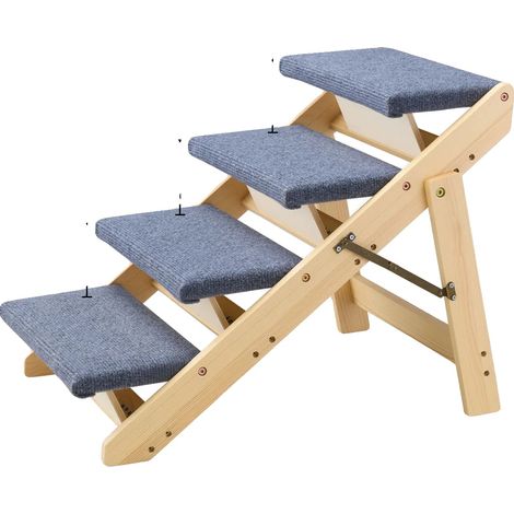 Scaletta per animali domestici, robusta struttura in legno, superficie antiscivolo, 4 gradini, tipo B (1/2)