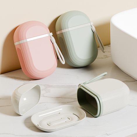 Set di portasapone da viaggio da 3 pezzi con coperchio e sistema di scarico, portasapone portatile e impermeabile per viaggi, escursionismo, palestra, scuola, doccia e bagno. (1/5)