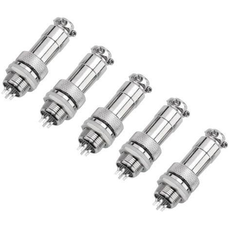 Lot de 5 connecteurs GX12 4 broches mâle/femelle pour panneau métallique, type prise aviation.
