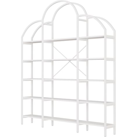 Scaffale a 5 livelli 170 x 26 x 190 cm in metallo e MDF bianco (1/5)