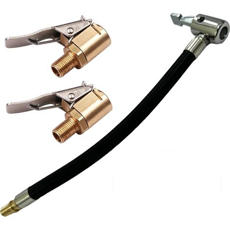 Set of 3 8 mm Tyre Valve Adapter, Inflator Extension Hose 20 cm, for Inflating Tyres, Car Motorcycle Bike, Flexible and Waterproof Pump Tip, Secure Connector for Compressor, Inflatable Air Pump (1/5)
