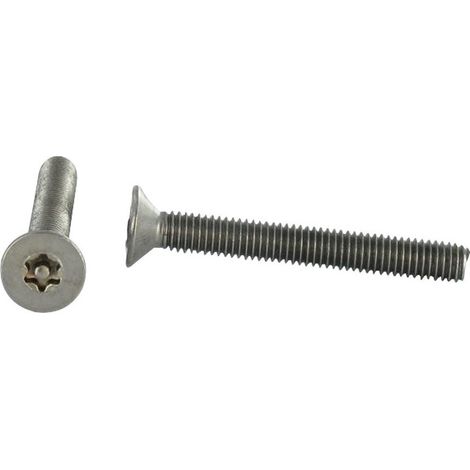Vis métaux Inox A2 Inviolable Tête fraisée TF TORX T30 + Téton M6X25-100 pièces