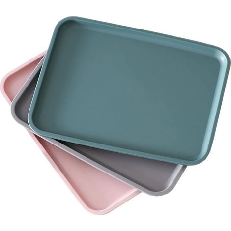 3 plateaux de service rectangulaires, antidérapants, en polypropylène, 29,5 x 21 cm, pour apéfs, desserts et petit-déjeuner (1/5)
