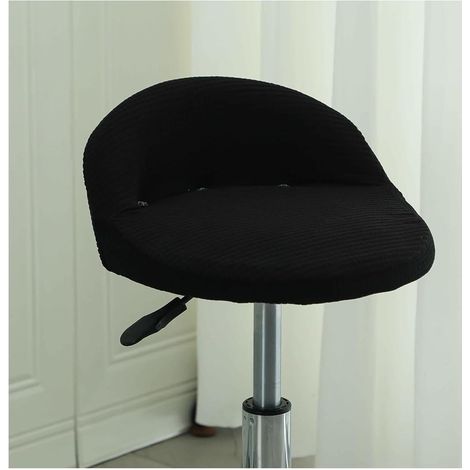 CCYKXA Round Swivel Bar Stool Cover with Small Backrest, Modern Irregular Moon Design, High Bar Stool Cover, Scandinavian Kitchen Chair Cover, Dining Room Chair Cover, Black