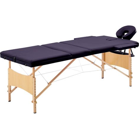 vidaXL Camilla de masaje plegable 3 zonas madera morado (1/5)
