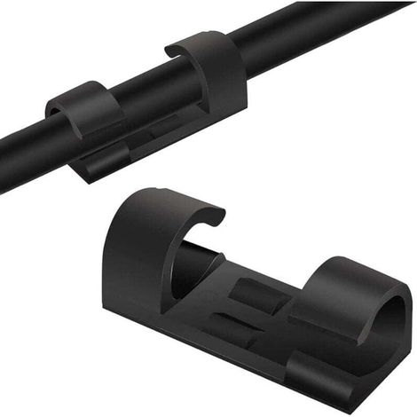 Clips de gestion des câbles de 20 pièces (noirs), attaches autocollantes pour gérer les câbles et les cordons dans votre maison ou votre bureau (1/4)