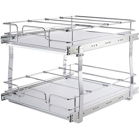 Rangee Coulissante 2 Etages 20x21x15 cm, Acier Robust, Tiroir de Rangement pour Placard, Dimensions d'Installation 21,5x22x18 cm (1/5)