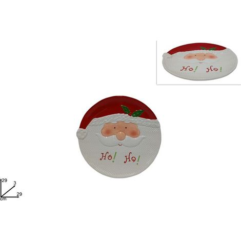Piatto Decorativo da Tavola in Ceramica Babbo Natale 29 cm