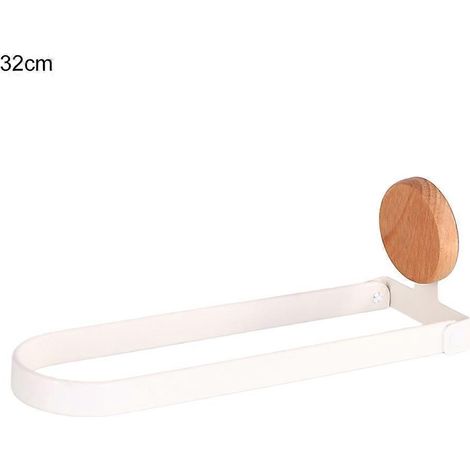 Porte-serviettes mural adhésif pliable de 32 cm avec étagère en acier inoxydable (1/5)