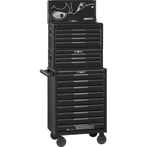 Servante à outils noire professionnelle 16 tiroirs avec 2 coffres Teng Tools TSS26B16