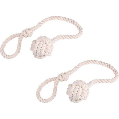 Embrasses à rideaux - Attaches faciles à nouer - Maintiennent vos rideaux ouverts - Tricotées à la main - Coton naturel - Couleur beige clair neutre - Une paire (lot de 2) - Solution de décorati (1/2)