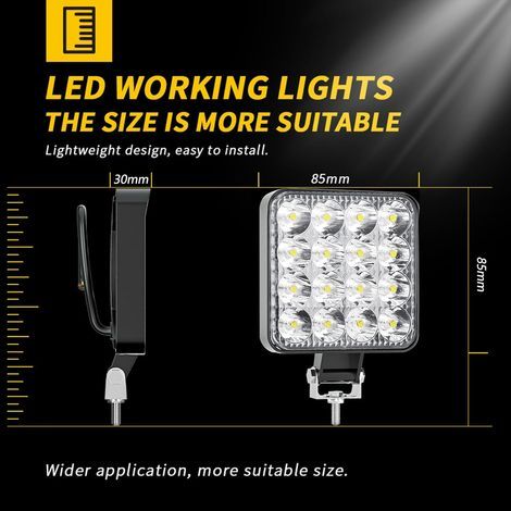 10 LED-Projektoren, 48-W-Mini-Arbeitsscheinwerfer, Aluminium IP67, für Pkw, Geländewagen und Lkw (1/5)
