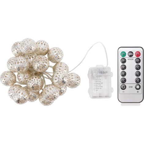 Festival String Lights 2m 20 bulbes chauds blanc 8 modes Metal Globe LED Silver pour la fête de jardin décoration (1/4)