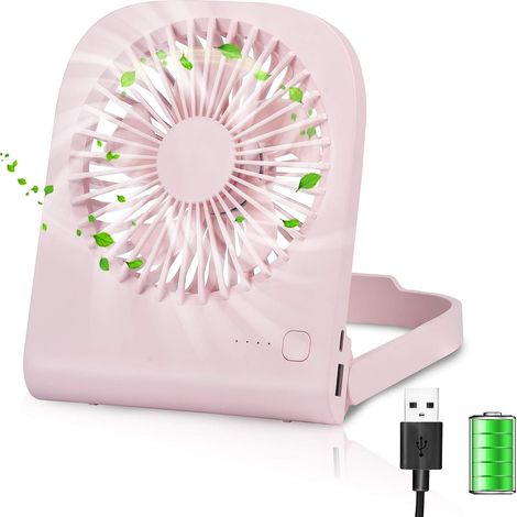 USB Tischventilator leise mit 4800mAh Akku Mini Ventilator für Schreibtisch mit 4 Geschwindigkeitsstufen für Home Office, Schlafzimmer & Tisch PC (1/5)