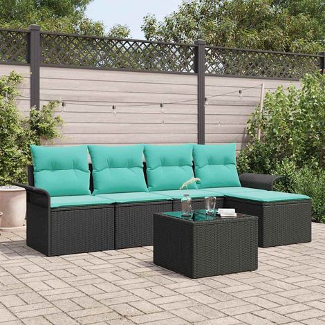 vidaXL Ensemble de canapé de jardin avec stockage 6 pcs Noir polyrotin