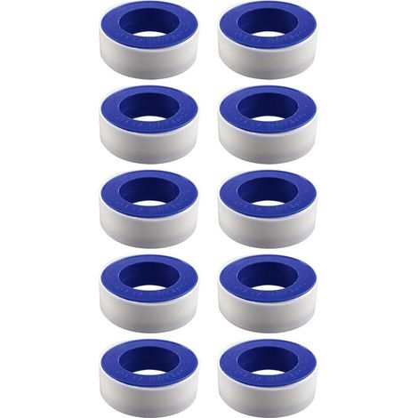 10 Pcs Ruban Téflon Étanche PTFE Ruban d'Étanchéité Anti-Fuite pour Robinet Tuyau d'Eau Tuyau de Gaz (1/2)
