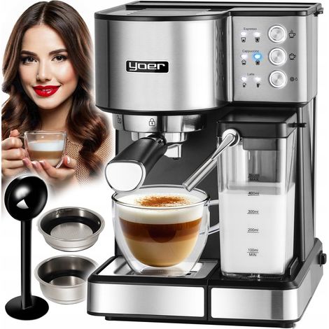 Macchina da caffè automatica a pressione Yoer 20 bar 1350 W + montalatte