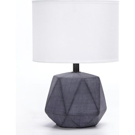 Lampe de Table en Céramique, Moderne Lampe de Chevet avec Abat-Jour en Tissu, Douille E14, max.40W, Lampe de Canapé, Veilleuse pour Chambre, Salon, Bureau, Hôtel, Café (sans Ampoule) -H29cm,Gris Foncé (1/5)