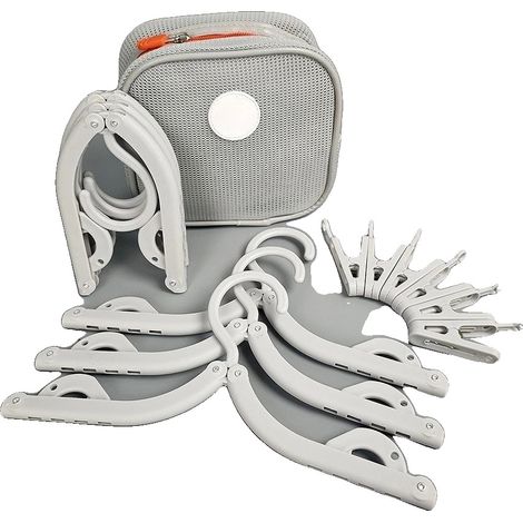 Juego de perchas portátiles, diseño plegable, ligeras y duraderas, color gris. (1/2)