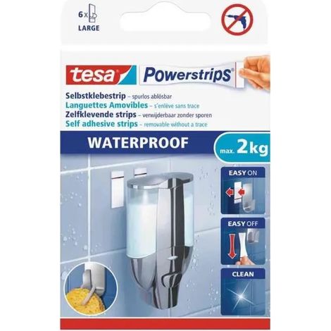Cinta adhesiva tesa powerstrips impermeable 1kg 8 unidades