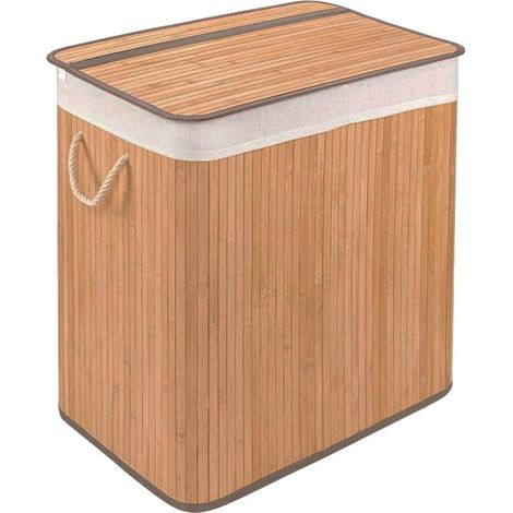 Wäschekorb / Wäschesammler FALSTER XL B 100 L Bambus 2 Fächer  hjh LIVING (1/5)