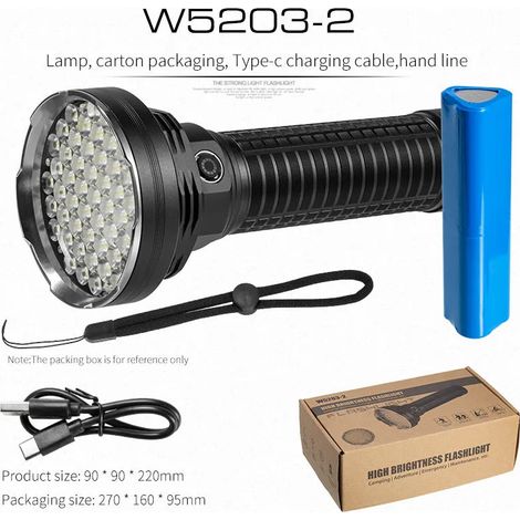 Lampe torche LED haute luminosité et haute intensité, lampe torche tactique puissante, rechargeable, adaptée aux activités de plein air.
